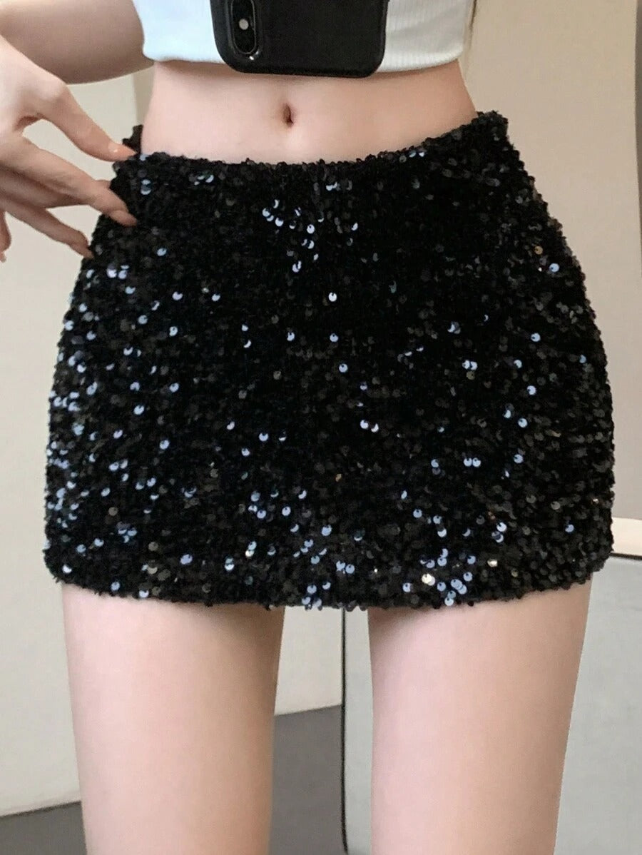 Women's Mini Skirt with Low Waist, Solid Color