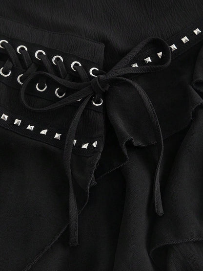 Women's Multi-Layer Ruffled Skirt with Asymmetrical Hem
