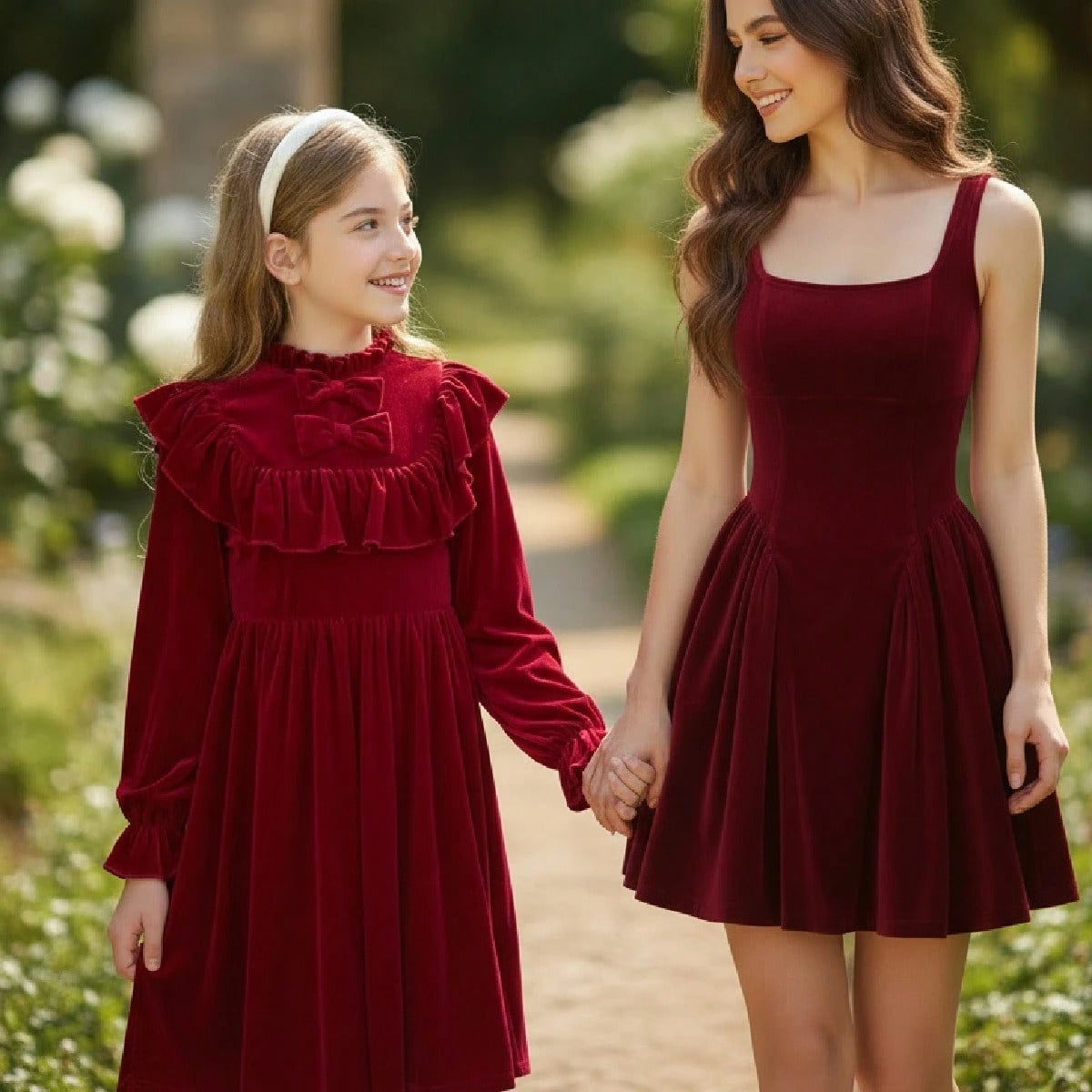 Women's Retro Red Velvet Christmas Dress