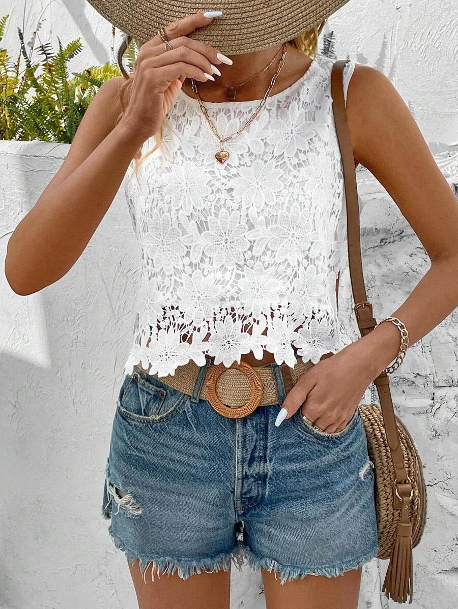Women's Sleeveless Lace Shirt, Sleeveless Top