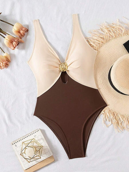 Women's New One-Piece Swimsuit, Stylish and Elegant, Cutout Design, Modest Summer Look